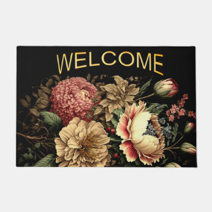 Magnificent Vintage Floral Arrangement Welcome Doormat