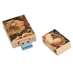 Magnificent Vintage Floral Arrangement  Wood Flash Drive