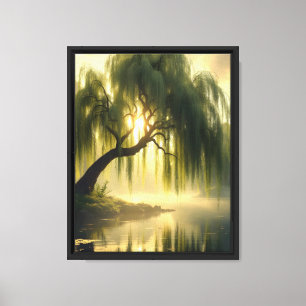 Magnificent weeping willow by a pond canvas print