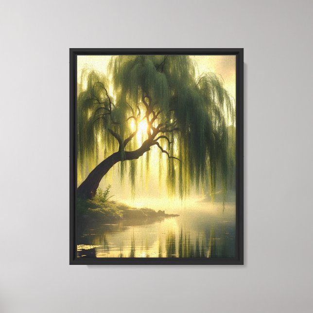 Magnificent weeping willow by a pond canvas print (Front)