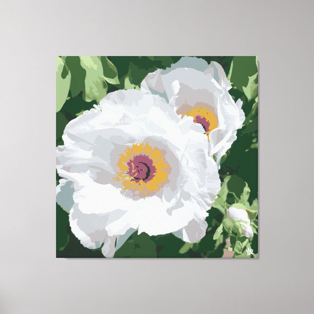 Magnificent white peony on canvas print (Front)