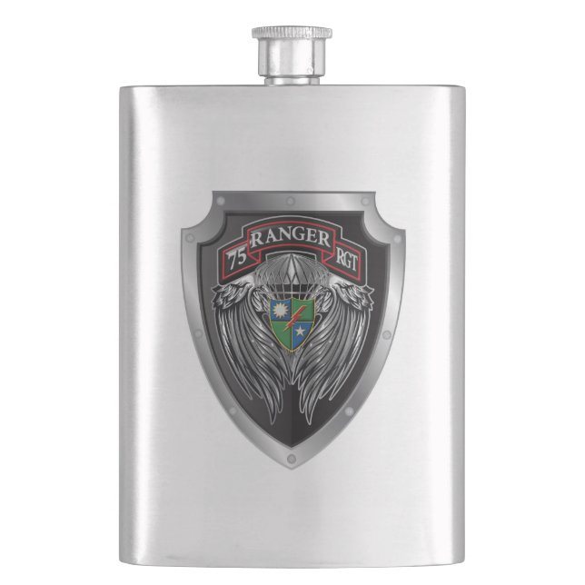 Magnificent Winged 75th Ranger Regimental Scroll Flask (Front)