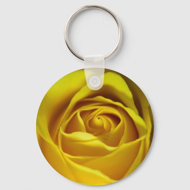 Magnificent yellow rose macro picture keychain (Front)