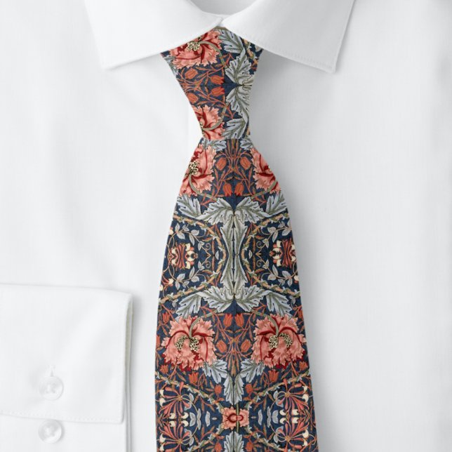Magnificient William*Morris  Gray Orange Thistle Neck Tie (Creator Uploaded)