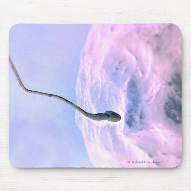 Magnified look at a sperm fertilizing an egg mouse pad (Front)