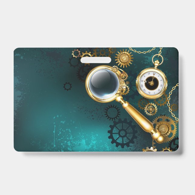 Magnifier in Steampunk Style Badge (Front)