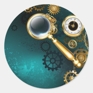 Magnifier in Steampunk Style Classic Round Sticker