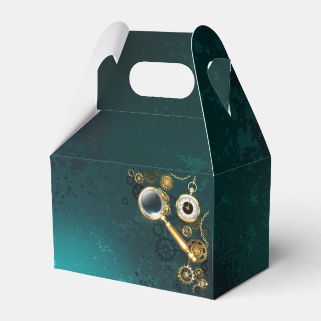 Magnifier in Steampunk Style Favor Boxes (Front Side)