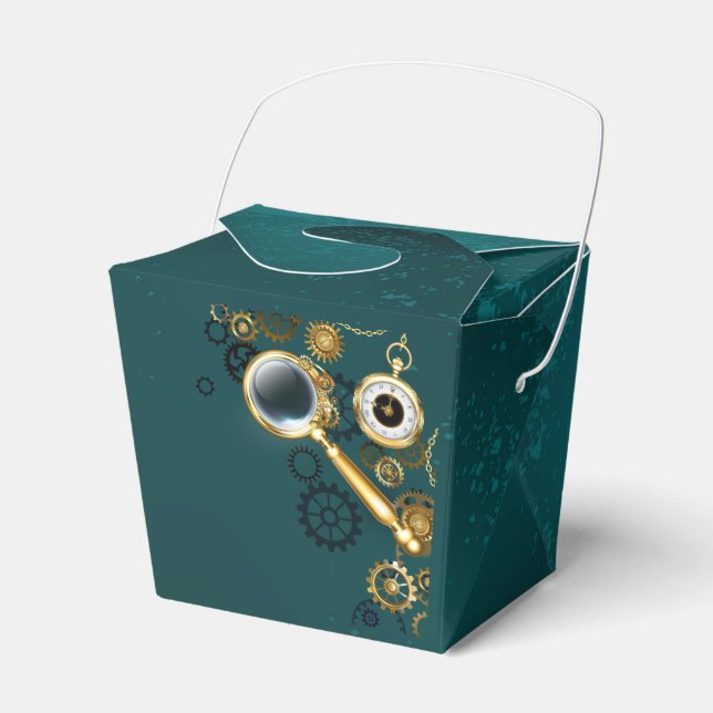 Magnifier in Steampunk Style Favor Boxes (Front Side)