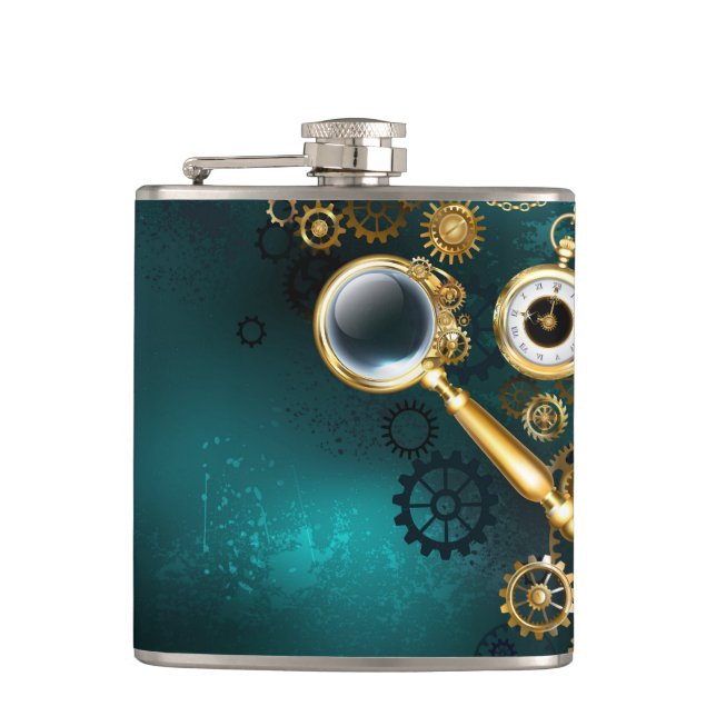 Magnifier in Steampunk Style Flask (Front)