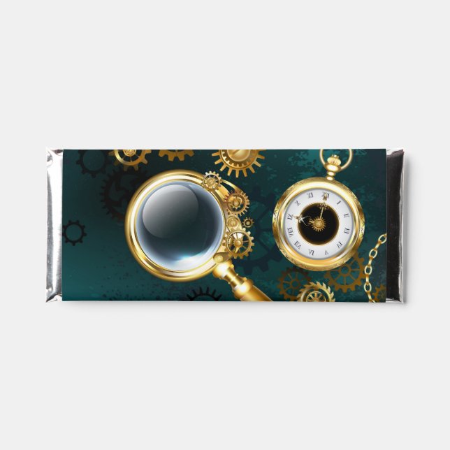 Magnifier in Steampunk Style Hershey Bar Favors (Front)