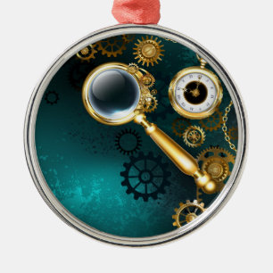 Magnifier in Steampunk Style Metal Ornament
