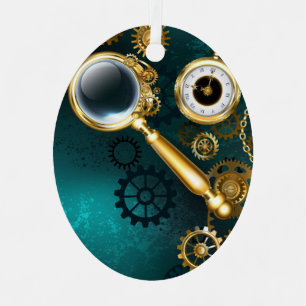 Magnifier in Steampunk Style Metal Ornament