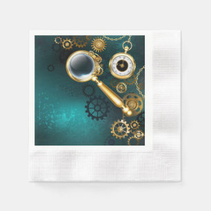 Magnifier in Steampunk Style Napkins