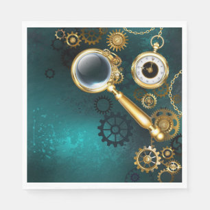 Magnifier in Steampunk Style Napkins