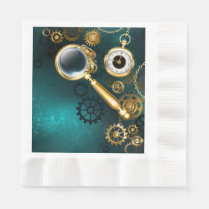 Magnifier in Steampunk Style Napkins