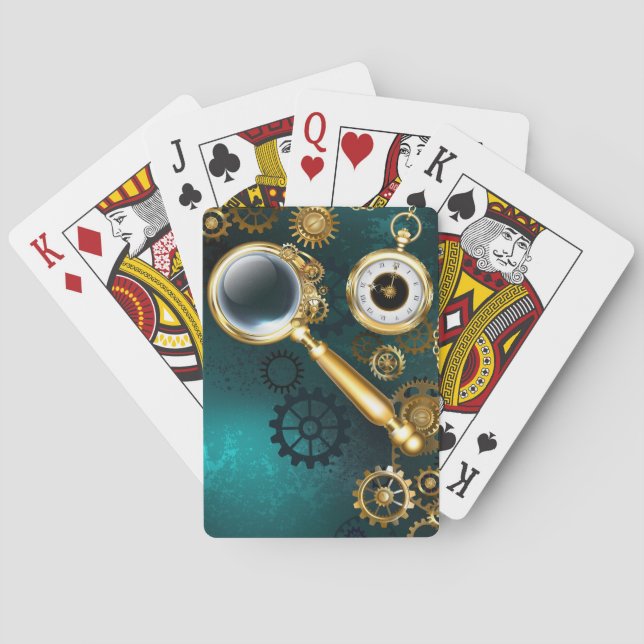 Magnifier in Steampunk Style Poker Cards (Back)