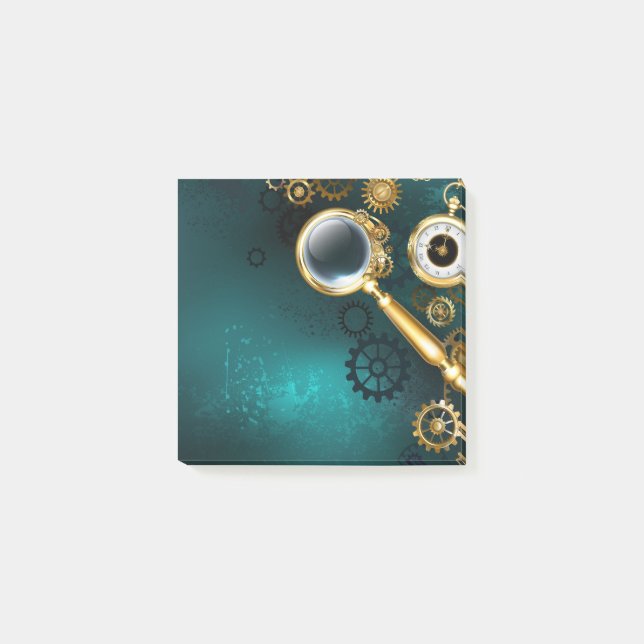Magnifier in Steampunk Style Post-it Notes (Front)