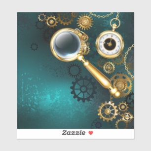 Magnifier in Steampunk Style Sticker