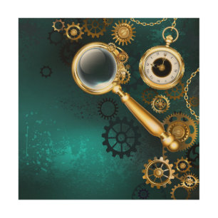 Magnifier in Steampunk Style Wood Wall Art