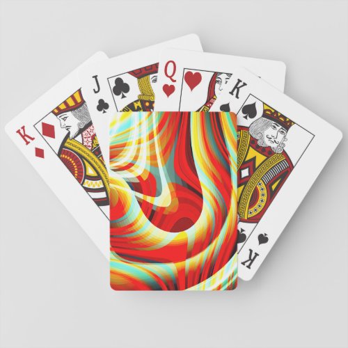 Magnifying curved red strokes overlapping in mess  playing cards