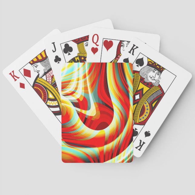 Magnifying curved red strokes overlapping in mess  poker cards (Back)