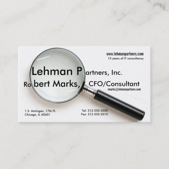 magnifying glass business card