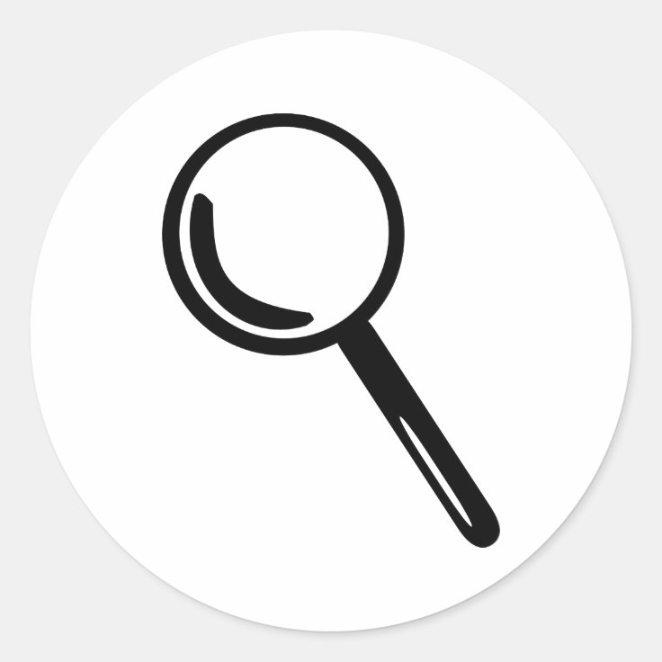 Magnifying glass classic round sticker Zazzle