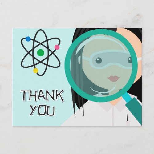 Magnifying Glass Girl Scientist Thank You Postcard