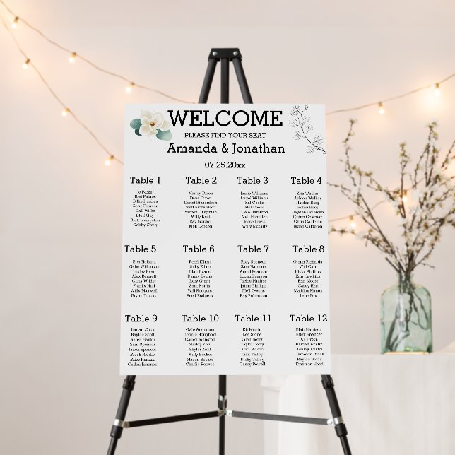 Magnolia Alphabetical Wedding Seating Chart Sign (In Situ (Stand))