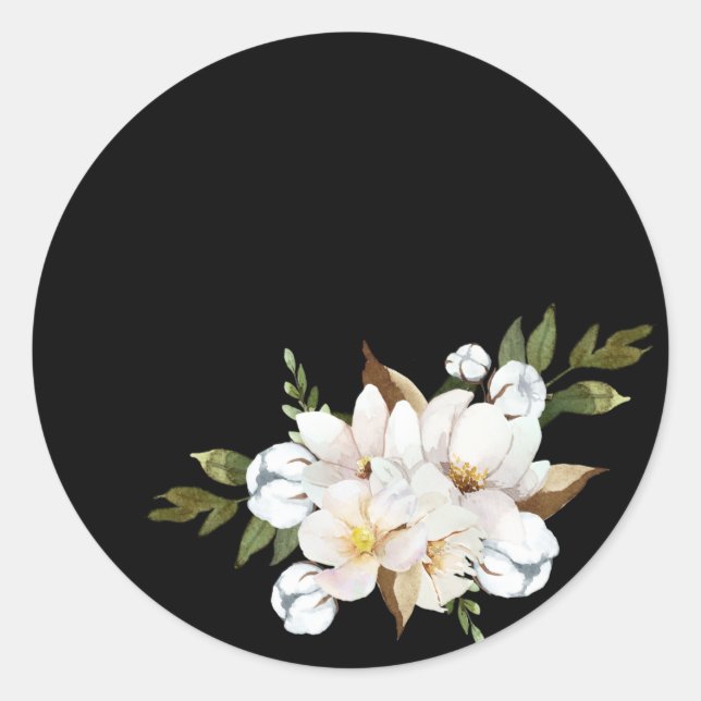 Magnolia and cotton classic round sticker (Front)