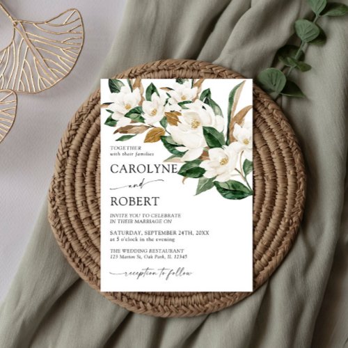 Magnolia and Cotton Wedding invitation