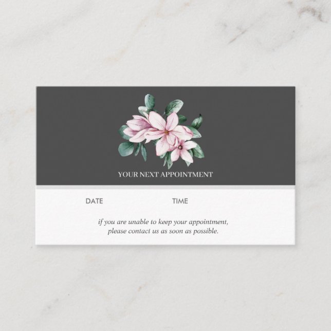 Magnolia and Eucalyptus | Dark Gray | Appointment Business Card (Front)