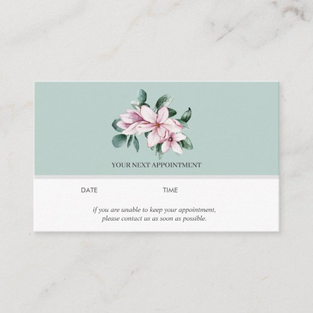 Magnolia and Eucalyptus | Sage green | Appointment Business Card (Front)