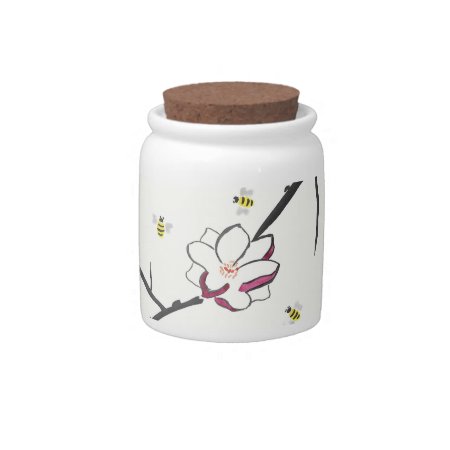 Magnolia And Honey Bees Candy Jar