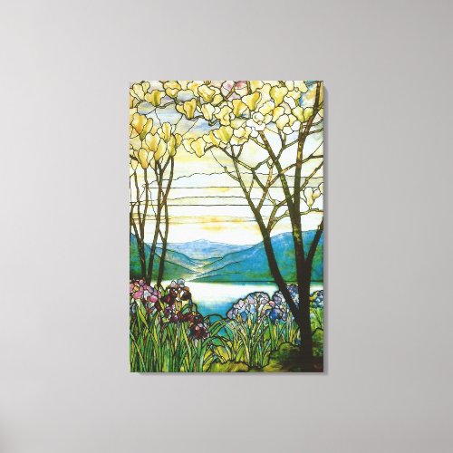 Magnolia and Iris Stained Glass Window Canvas Print