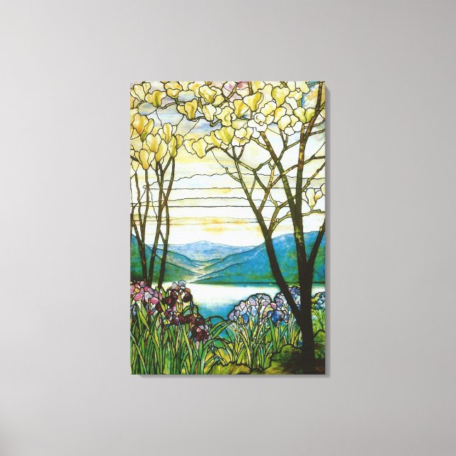 Magnolia and Iris Stained Glass Window Canvas Print (Front)