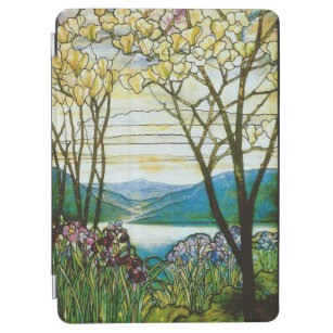 Magnolia and Iris Stained Glass Window Fine Art iPad Air Cover