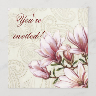 Magnolia and Paisley Birthday Invitation