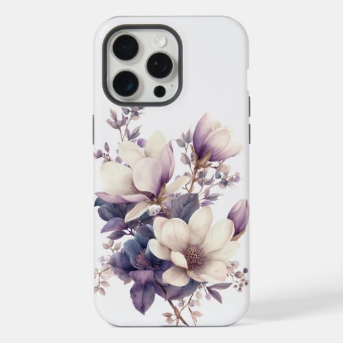 Magnolia and rosemary watercolor iPhone 15 pro max case