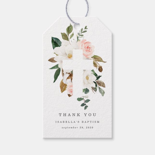 Magnolia Baptism Thank You Tag (Front)