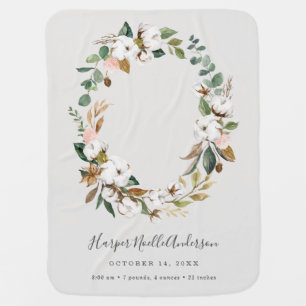 Magnolia Birth Announcement Newborn Blanket