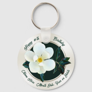 Magnolia Birthday, Flower Party Favors, Magnolia Keychain