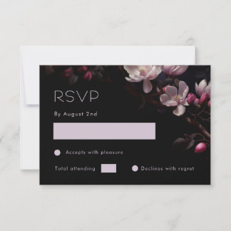 Magnolia Black Floral RSVP Card