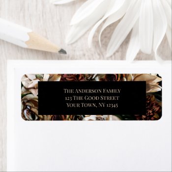 Magnolia Black & Gold Floral Label by MaggieMart at Zazzle