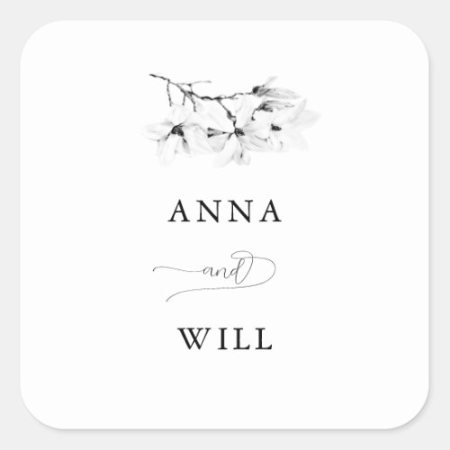 Magnolia Black White Elegant Wedding Envelope Seal