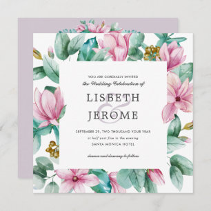Magnolia Bloom    All in one Botanical Wedding Invitation