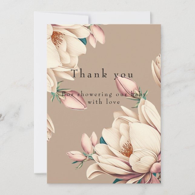 Magnolia bloom baby shower  thank you card (Front)