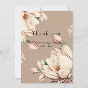 Magnolia bloom baby shower thank you card
