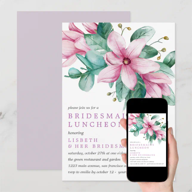 Magnolia Bloom Bridesmaids Luncheon Wedding Invitation | Zazzle